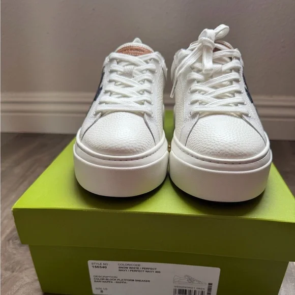 Tory Burch Signature Color Navy/white Platform Leather Sneaker size 8 - Picture 6 of 8